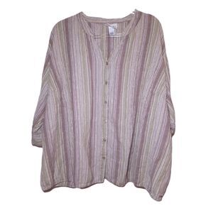 Essentials by Maggie Cotton 3/4 Sleeve Blouse Plus Size 4X